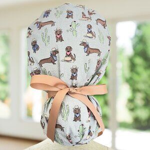 Dachshund~ Ponytail Scrub Cap, Surgical Hat, OR, CNA, MD, gifts.